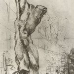 Schizzo preparatorio di un torso ligneo