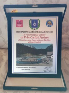 la targa della federazione dei Fogolars Furlans del Canada